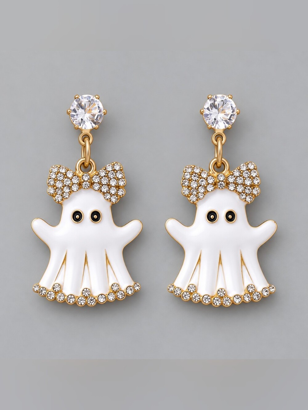 NIP Gold-Tone Ghost Bow Earrings